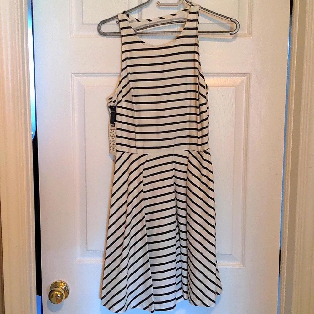 BB Dakota Striped Fit & Flare Dress